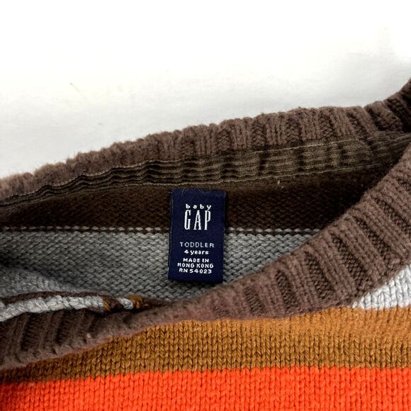 Boys Baby Gap Multicolor Striped Cotton Wool Blend Sweater Size 4T Years Toddler - Picture 2 of 6